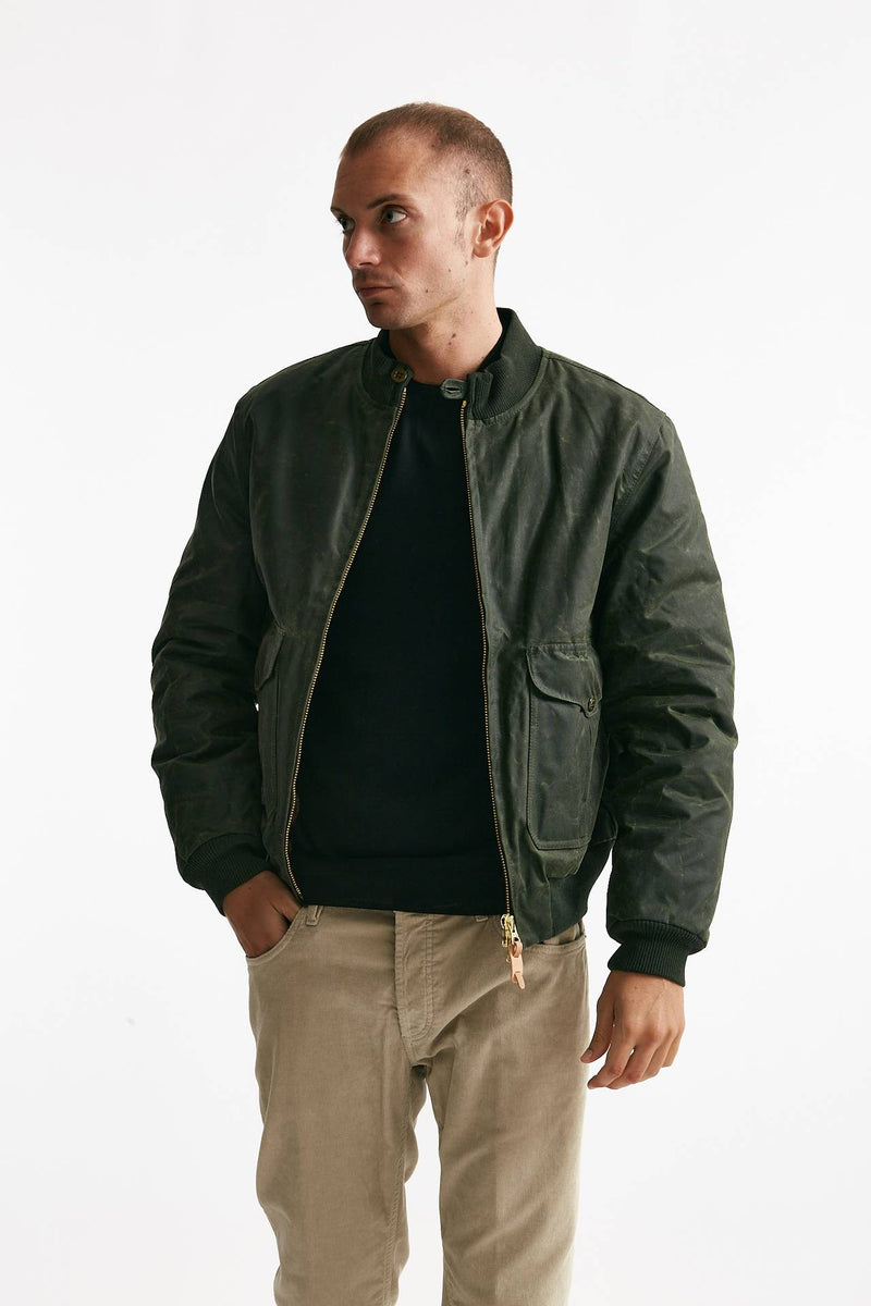 bomber new bomber in cotone cerato verde men Manifattura ceccarelli - 1