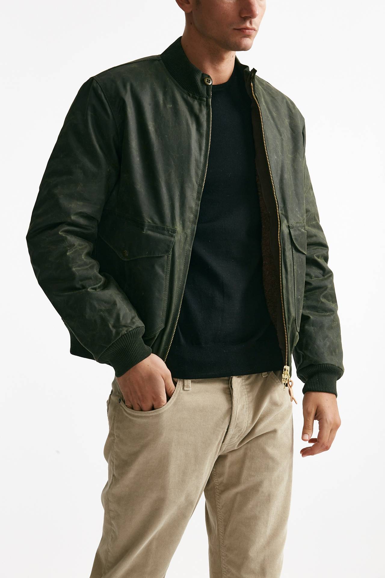 bomber new bomber in cotone cerato verde men Manifattura ceccarelli - 4