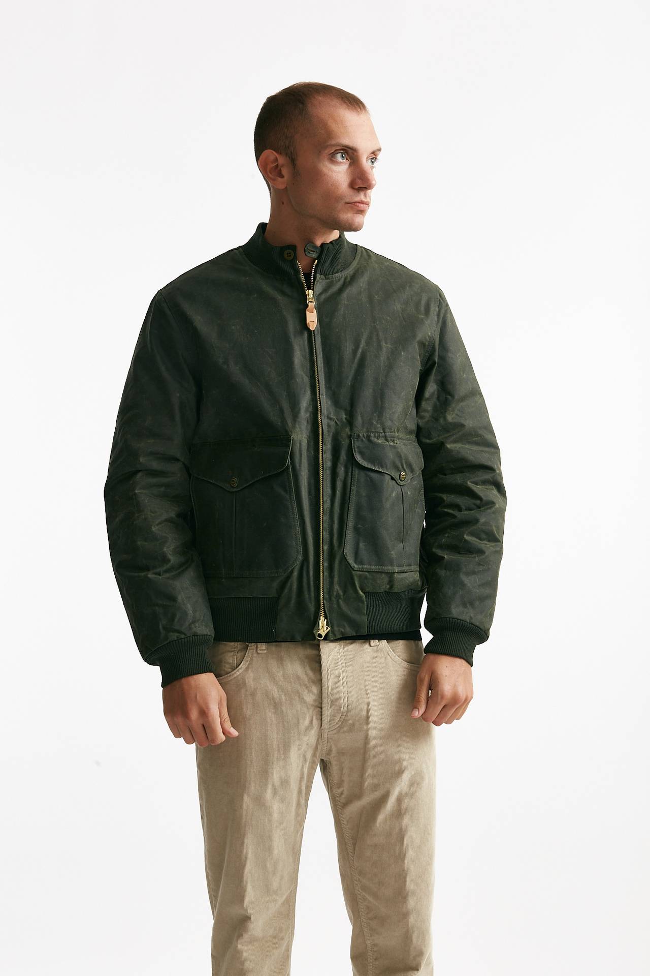 bomber new bomber in cotone cerato verde men Manifattura ceccarelli - 5