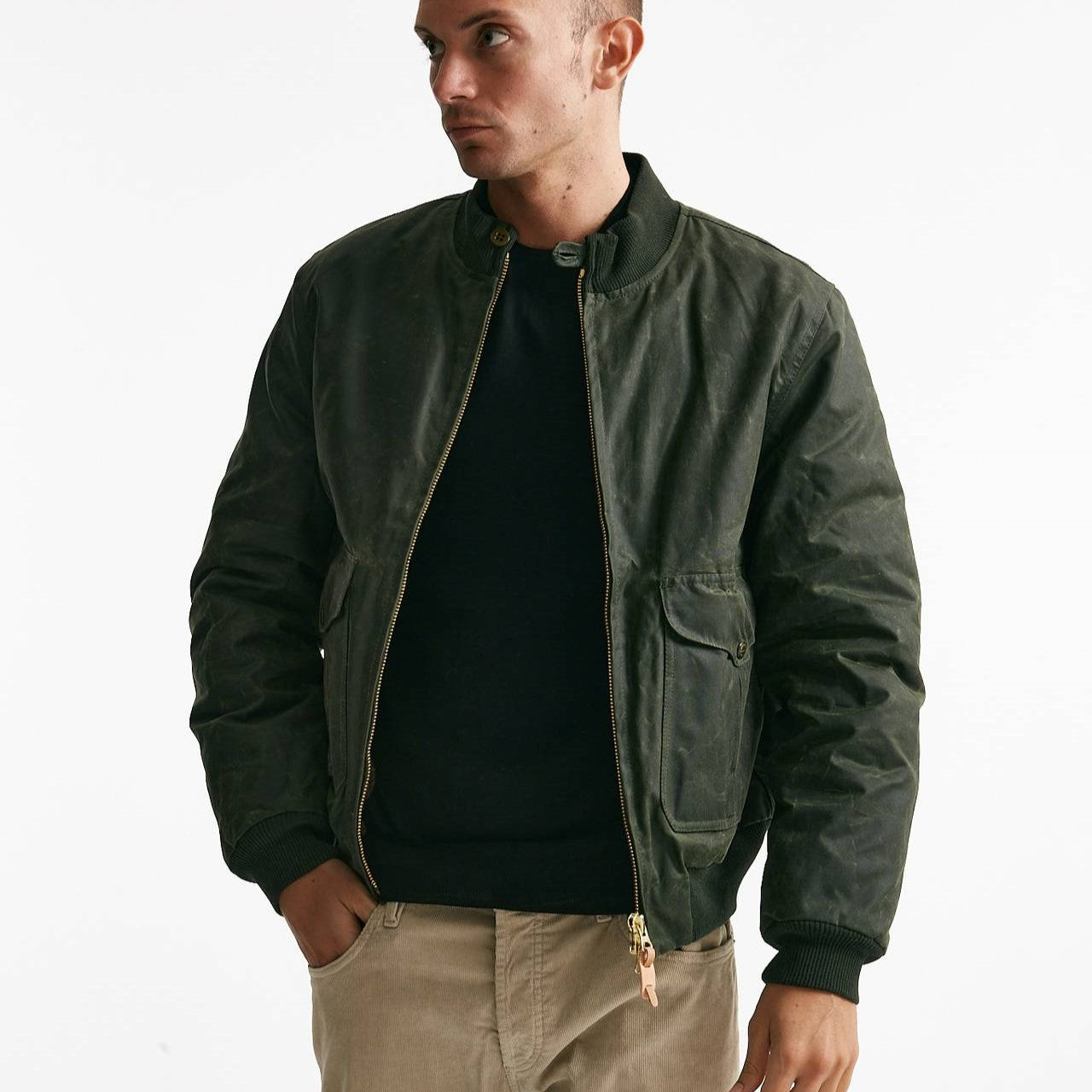 bomber new bomber in cotone cerato verde men Manifattura ceccarelli - 8
