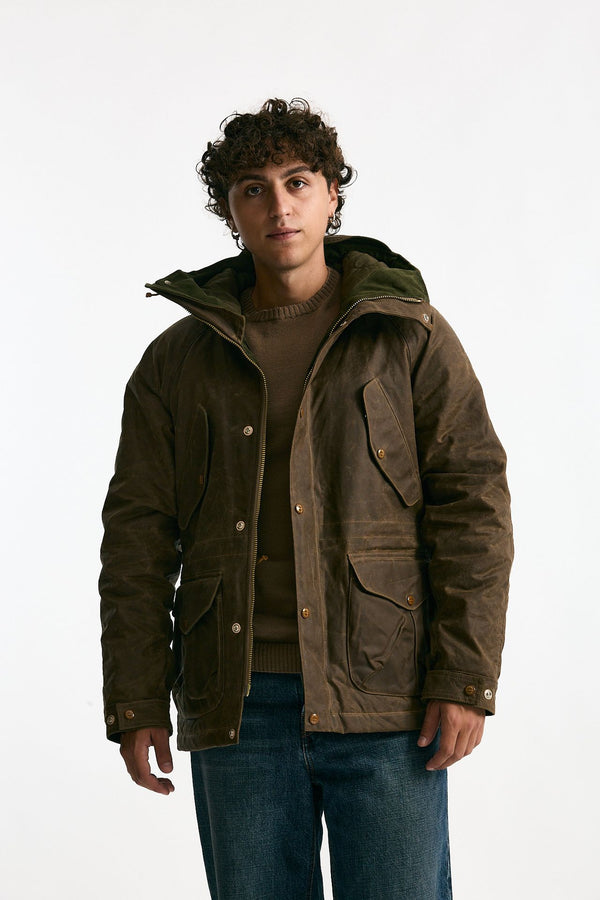 Parka FISHERMAN PARKA in cotone cerato marrone men Manifattura ceccarelli