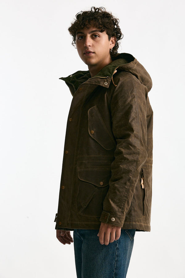 Parka FISHERMAN PARKA in cotone cerato marrone men Manifattura ceccarelli