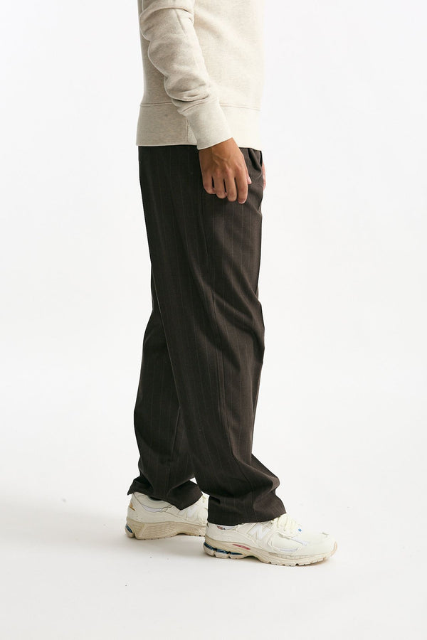 Pantalone gamba ampia marrone gessato men Marsēm