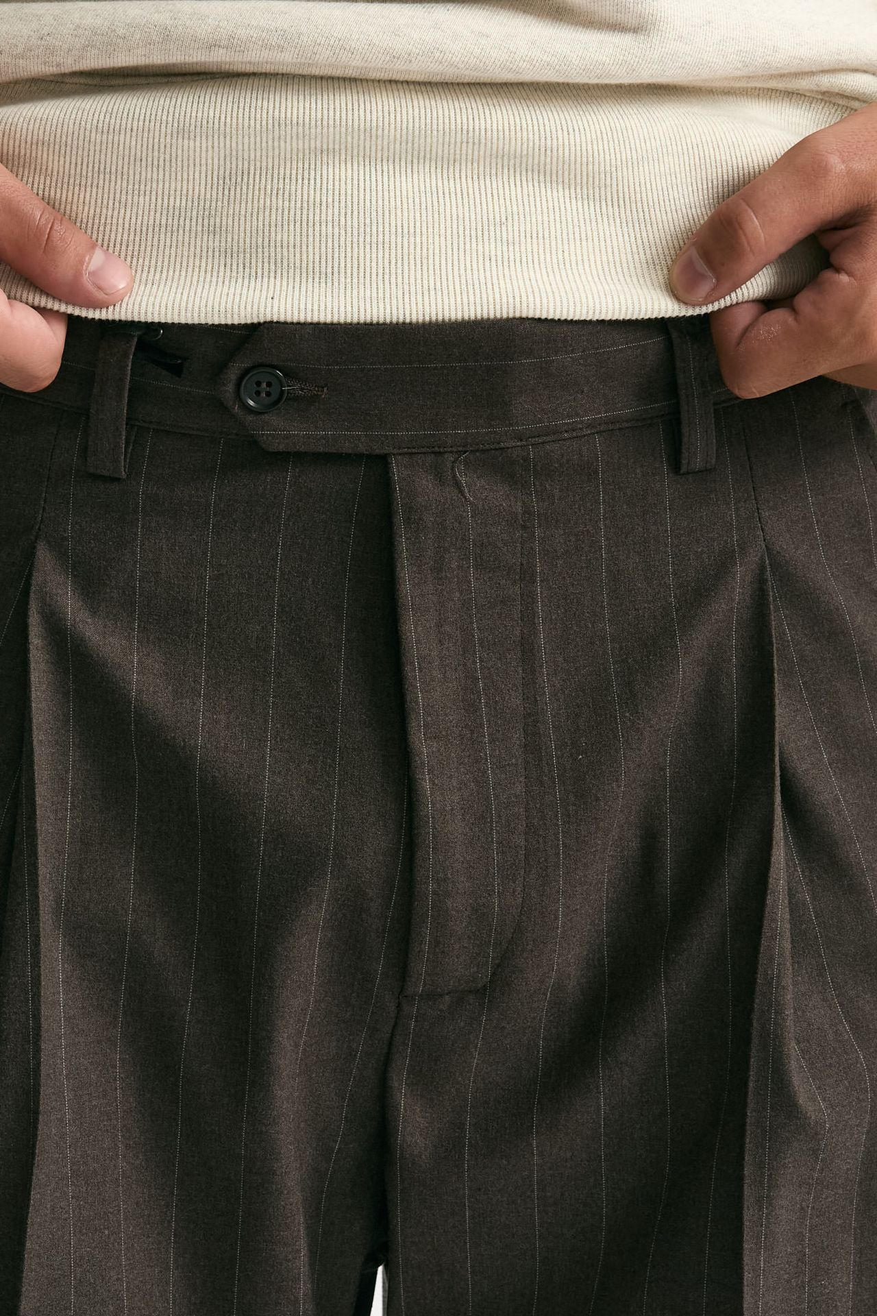 Pantalone gamba ampia marrone gessato men Marsēm - 6