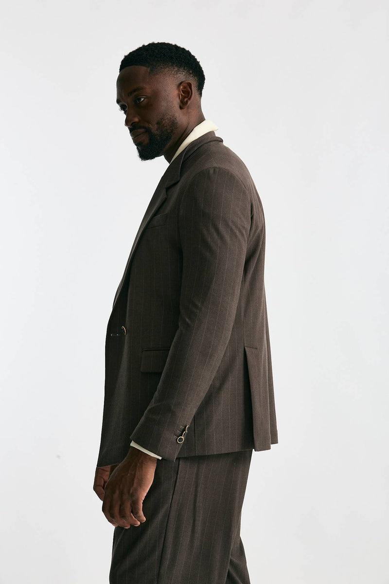 Giacca doppiopetto marrone gessato men Marsēm - 2