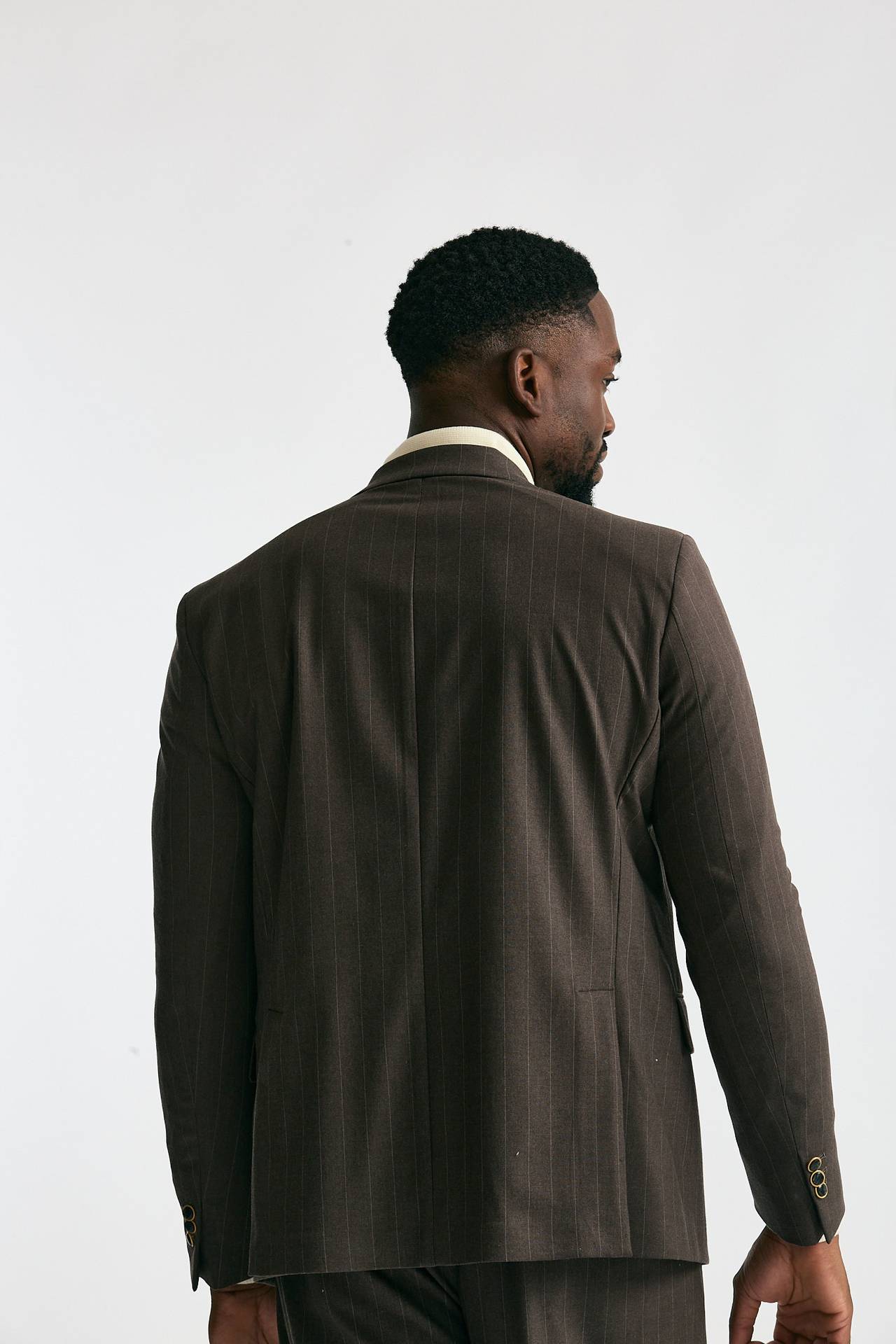 Giacca doppiopetto marrone gessato men Marsēm - 3