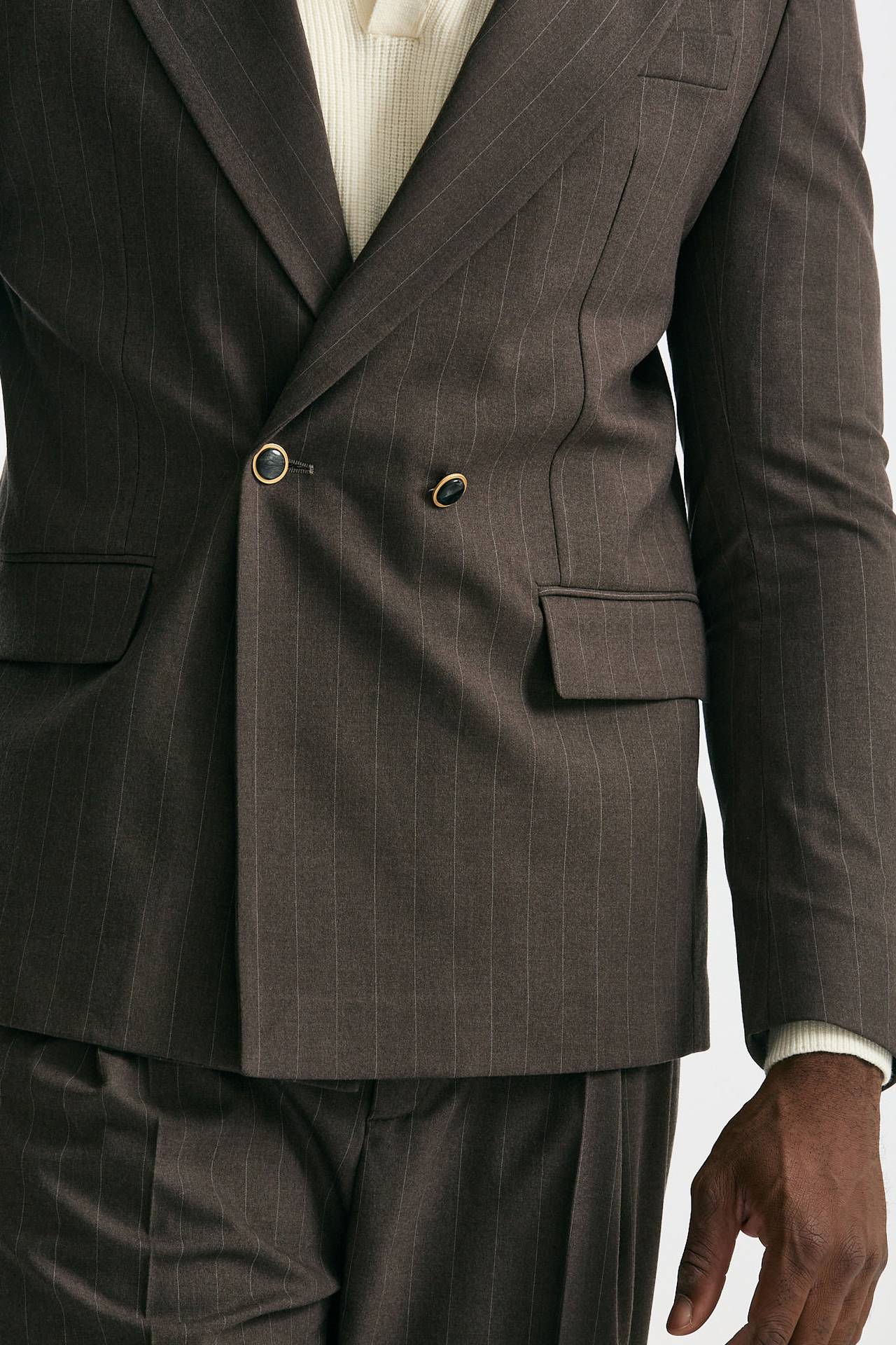 Giacca doppiopetto marrone gessato men Marsēm - 6