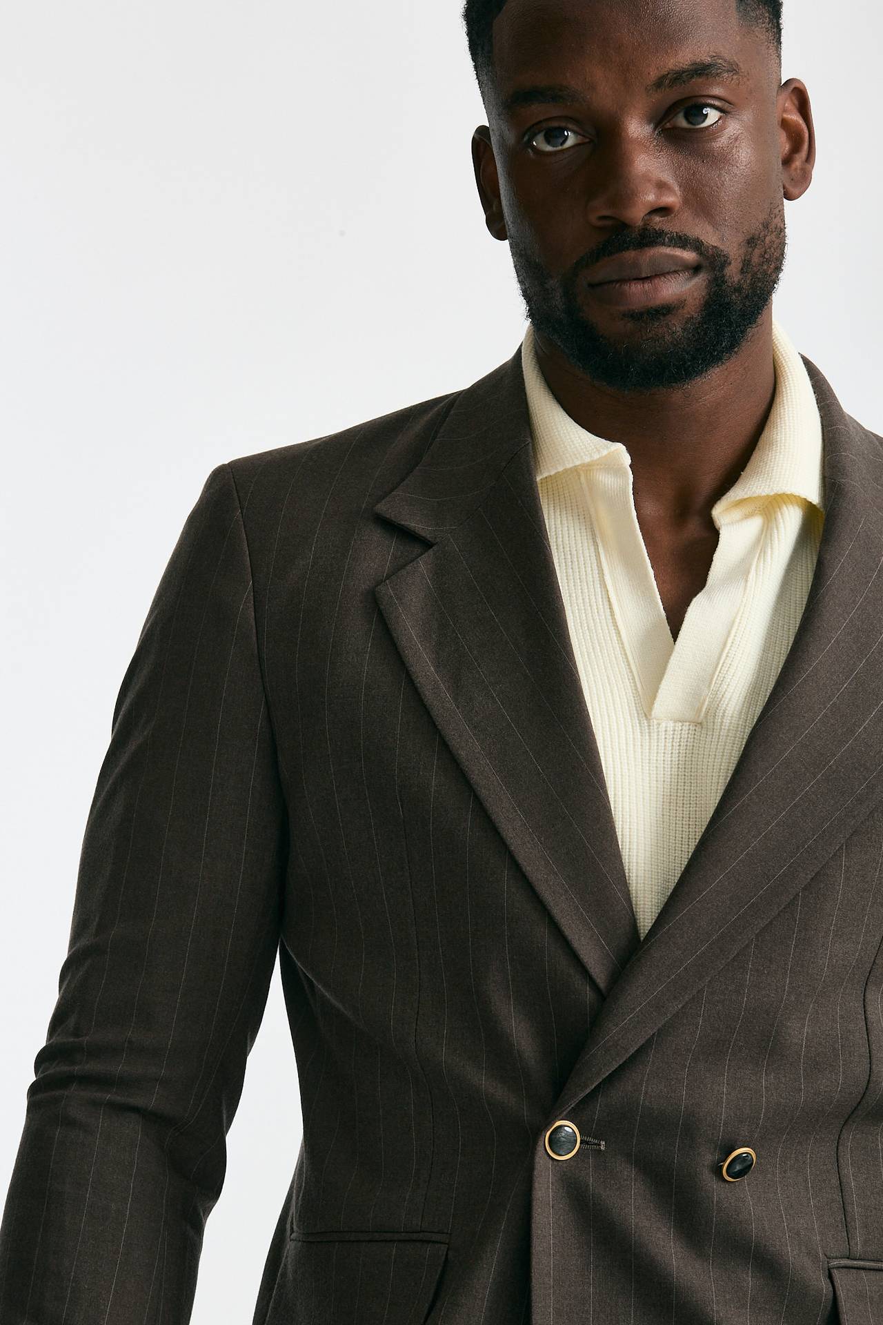 Giacca doppiopetto marrone gessato men Marsēm - 7