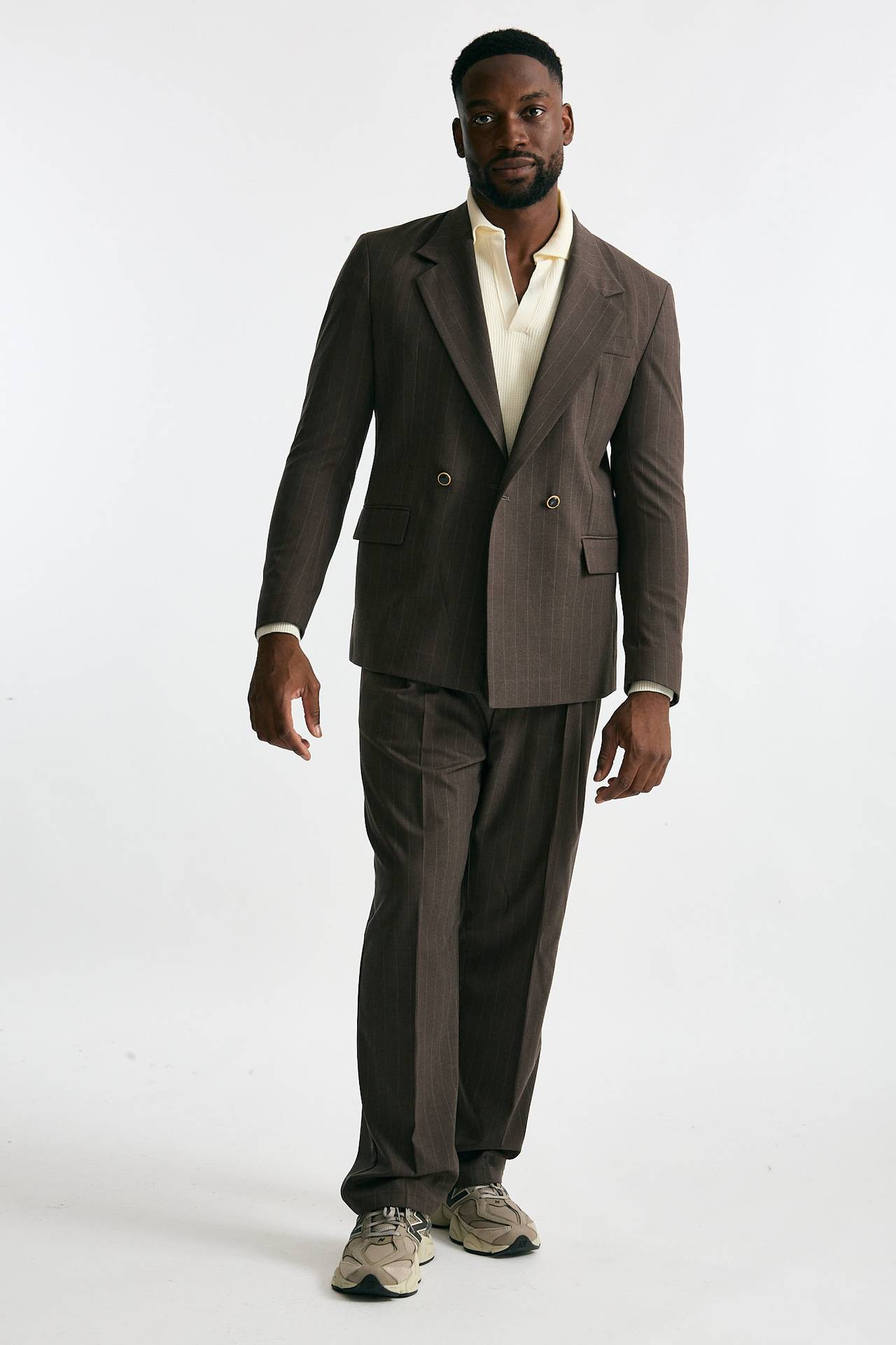 Giacca doppiopetto marrone gessato men Marsēm - 9