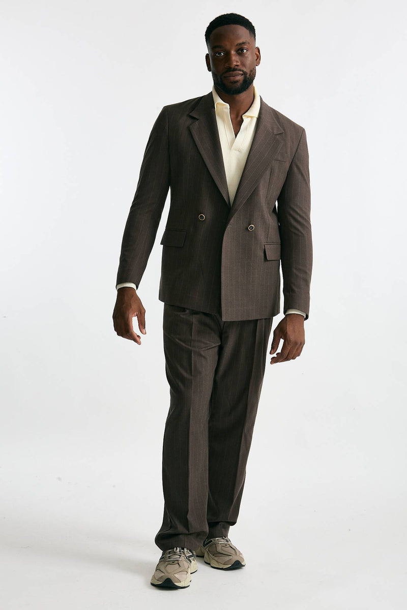 Giacca doppiopetto marrone gessato men Marsēm - 9