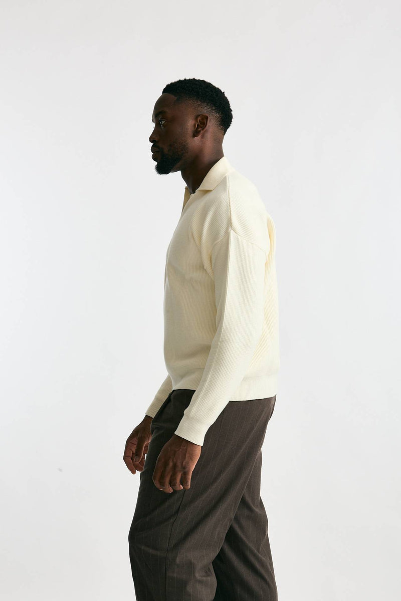 Maglia Polo scollo a V bianco men Marsēm - 2