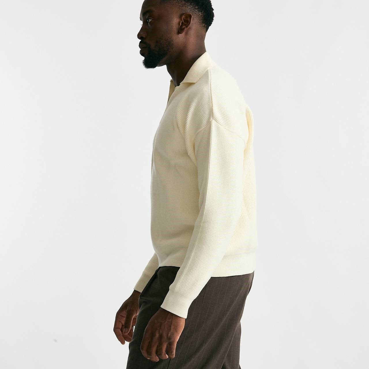 Maglia Polo scollo a V bianco men Marsēm - 6