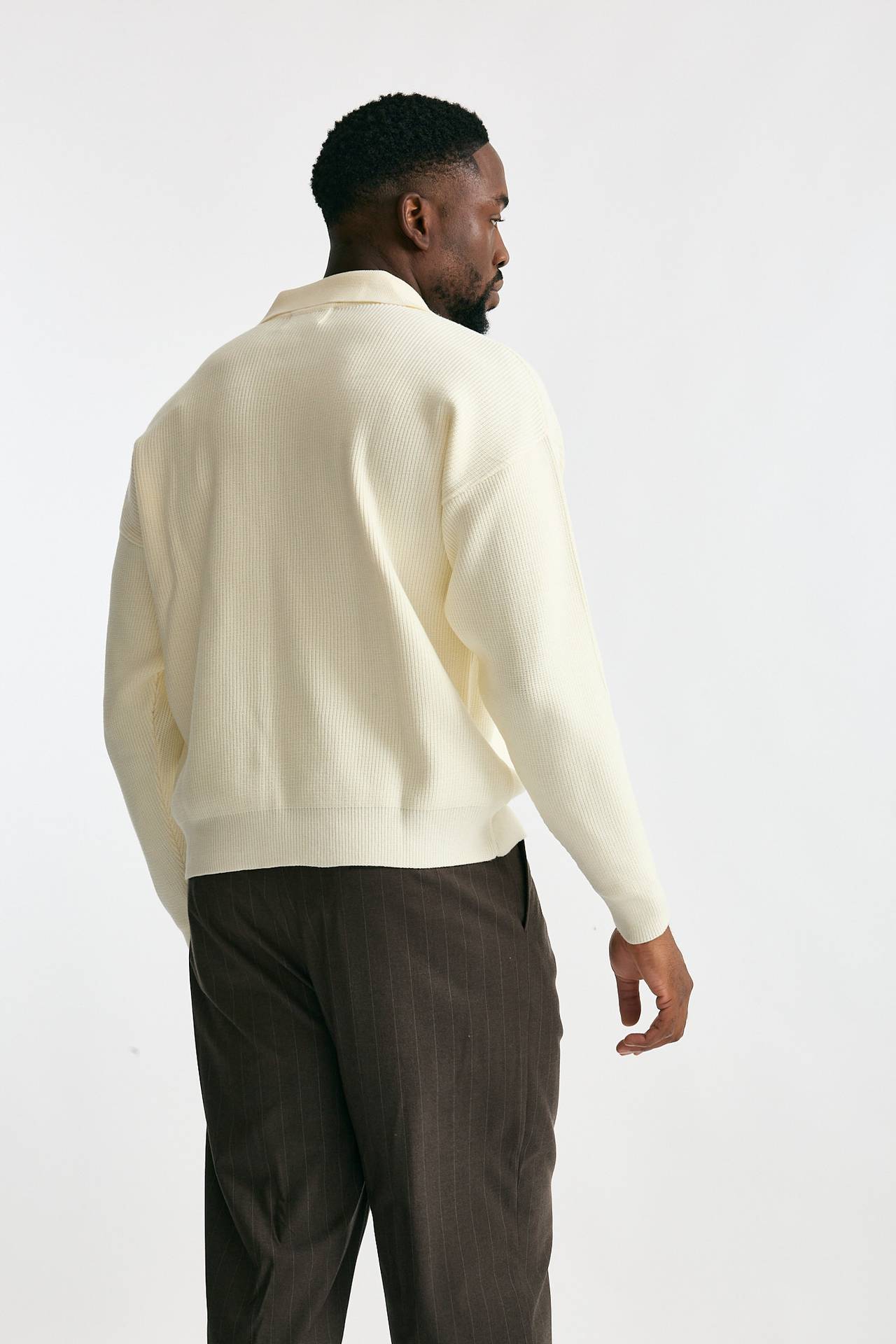 Maglia Polo scollo a V bianco men Marsēm - 3