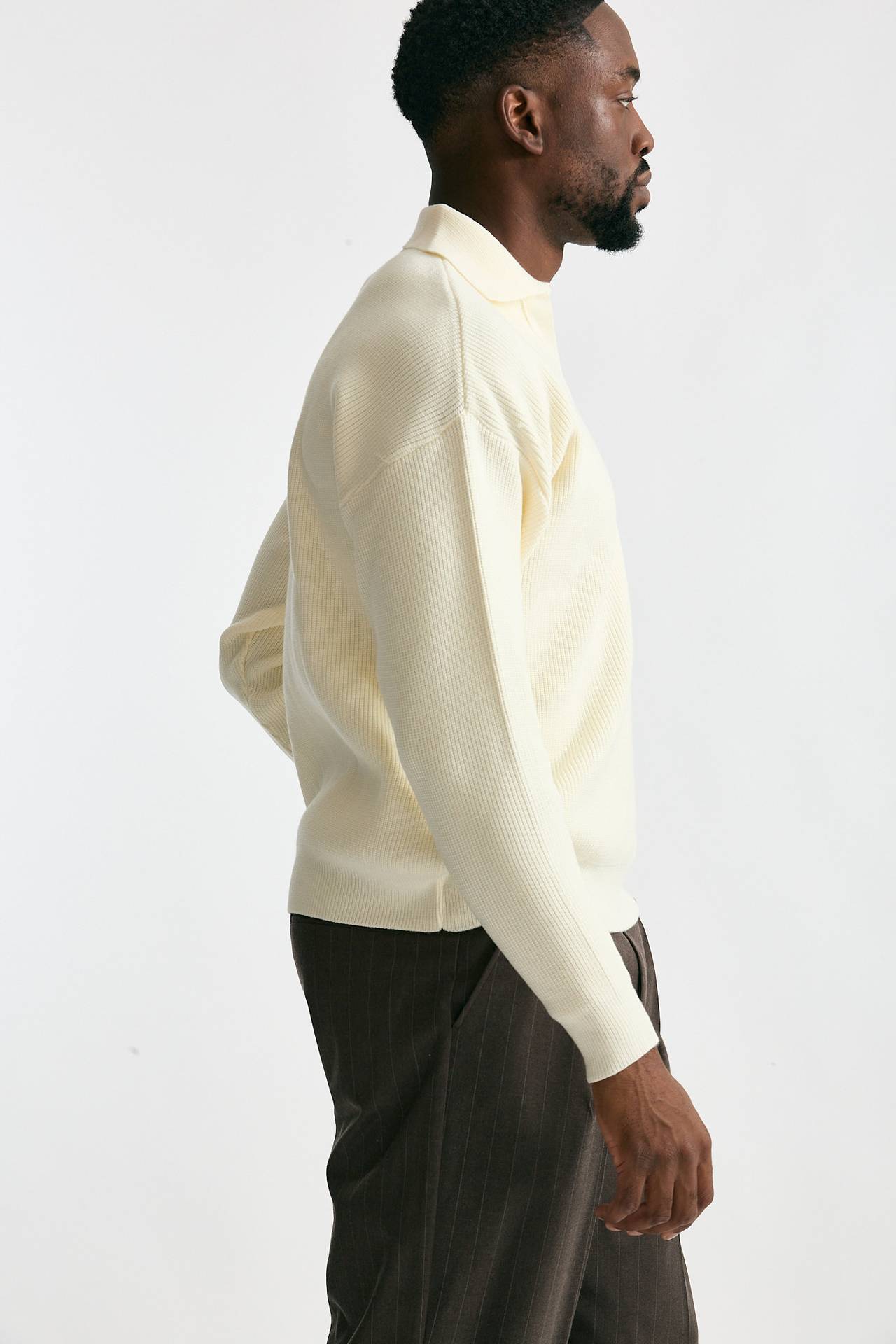 Maglia Polo scollo a V bianco men Marsēm - 4