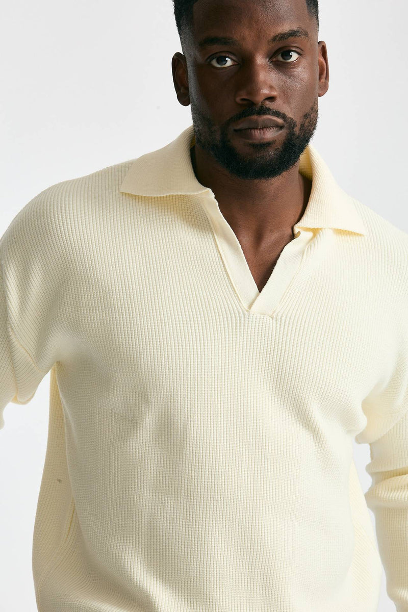 Maglia Polo scollo a V bianco men Marsēm - 5