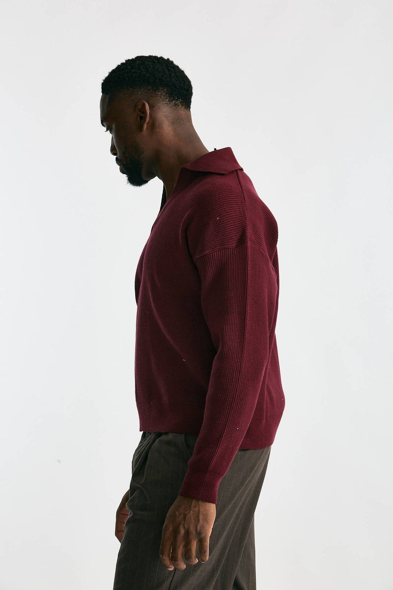 Maglia Polo scollo a V bordeaux men Marsēm - 3