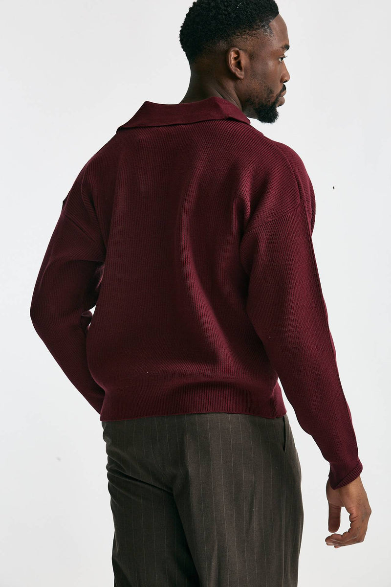 Maglia Polo scollo a V bordeaux men Marsēm - 4