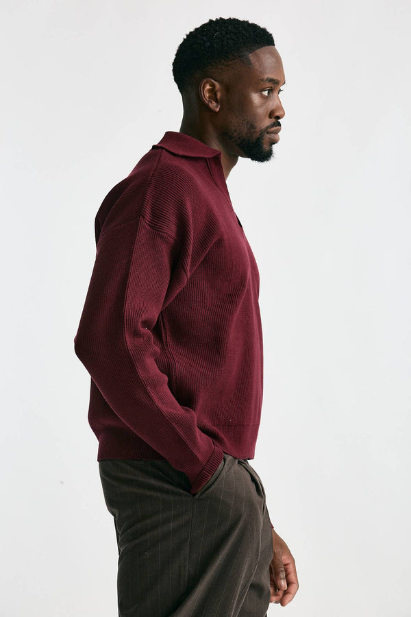 Maglia Polo scollo a V bordeaux men Marsēm