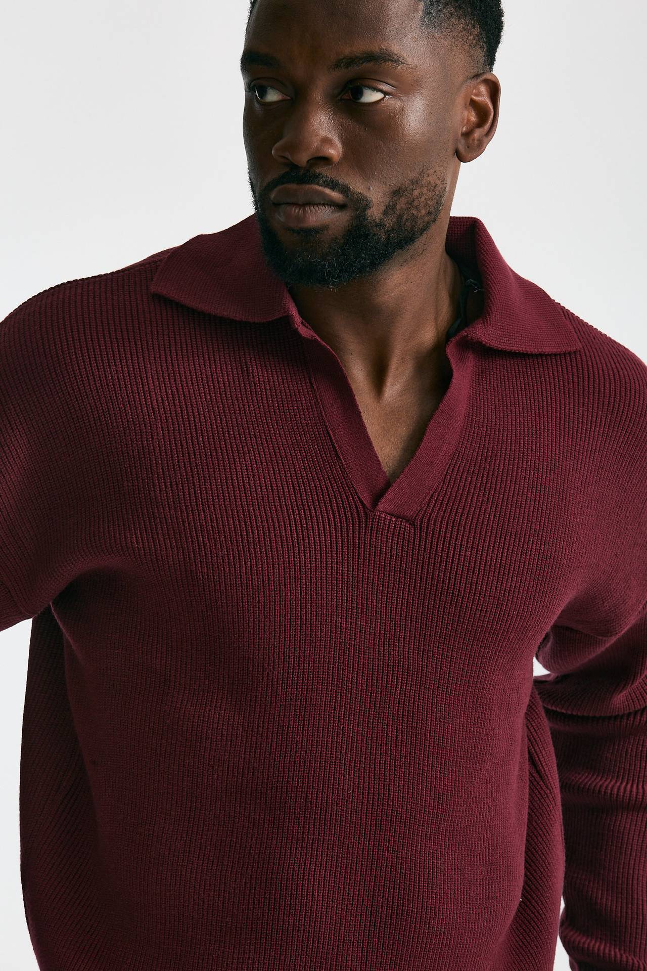 Maglia Polo scollo a V bordeaux men Marsēm - 5