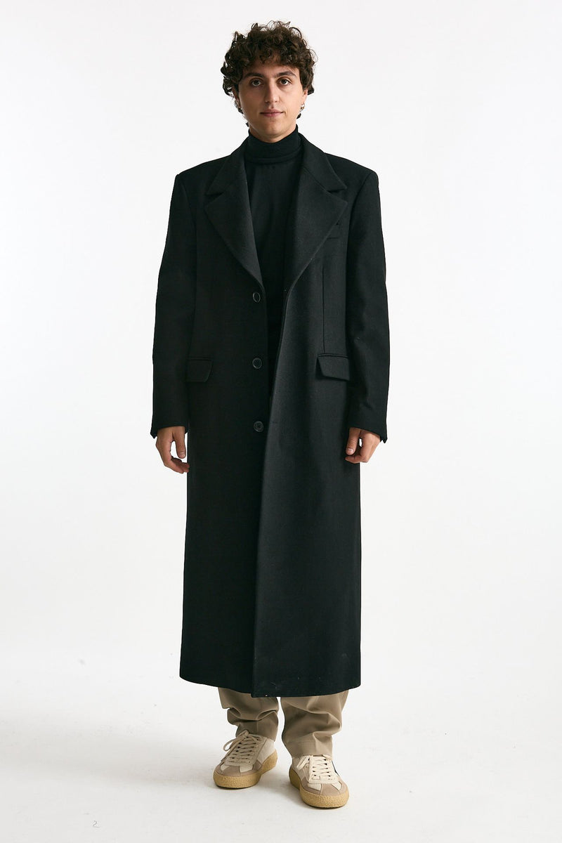 Cappotto monopetto nero misto lana men Marsēm - 1