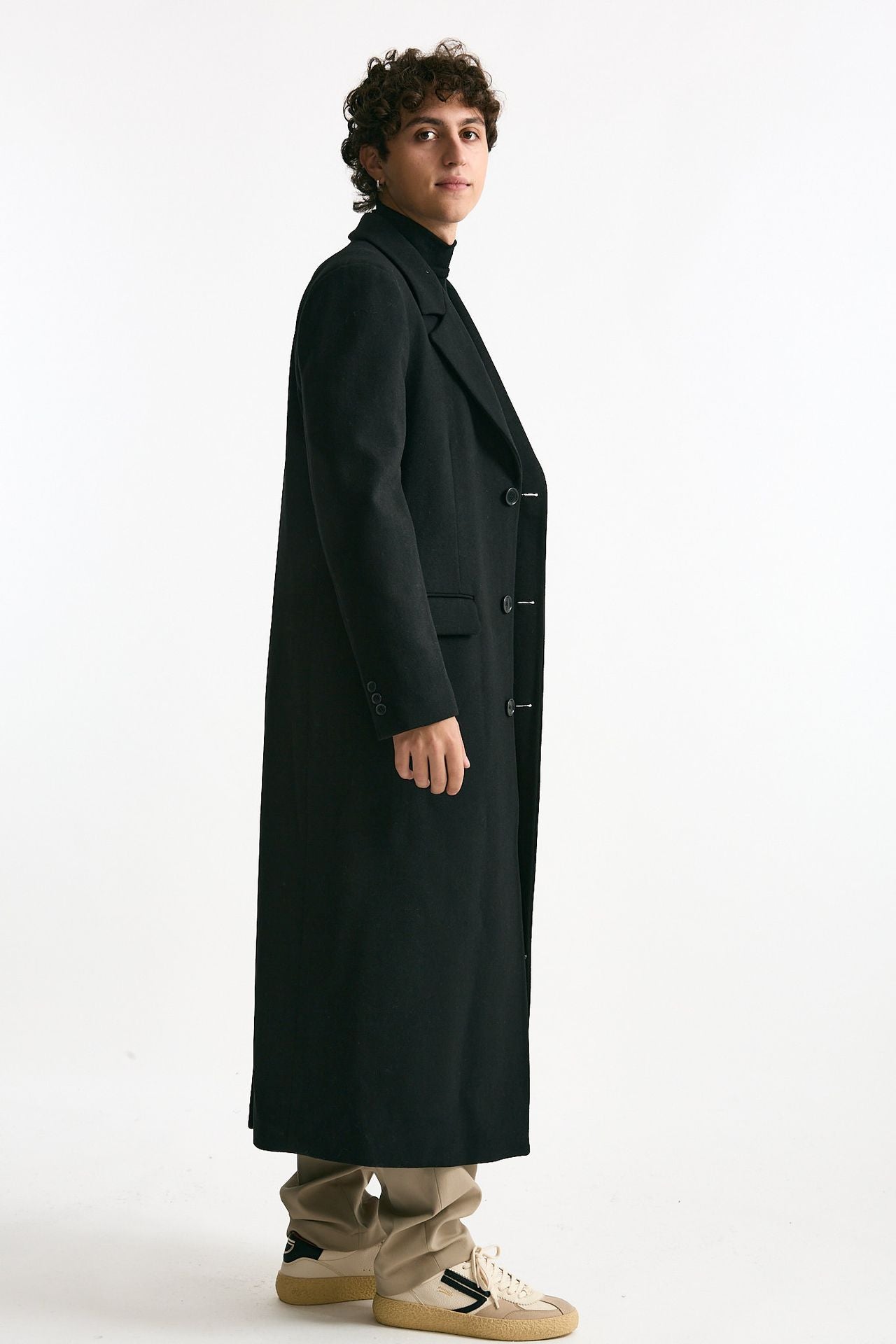 Cappotto monopetto nero misto lana men Marsēm - 3
