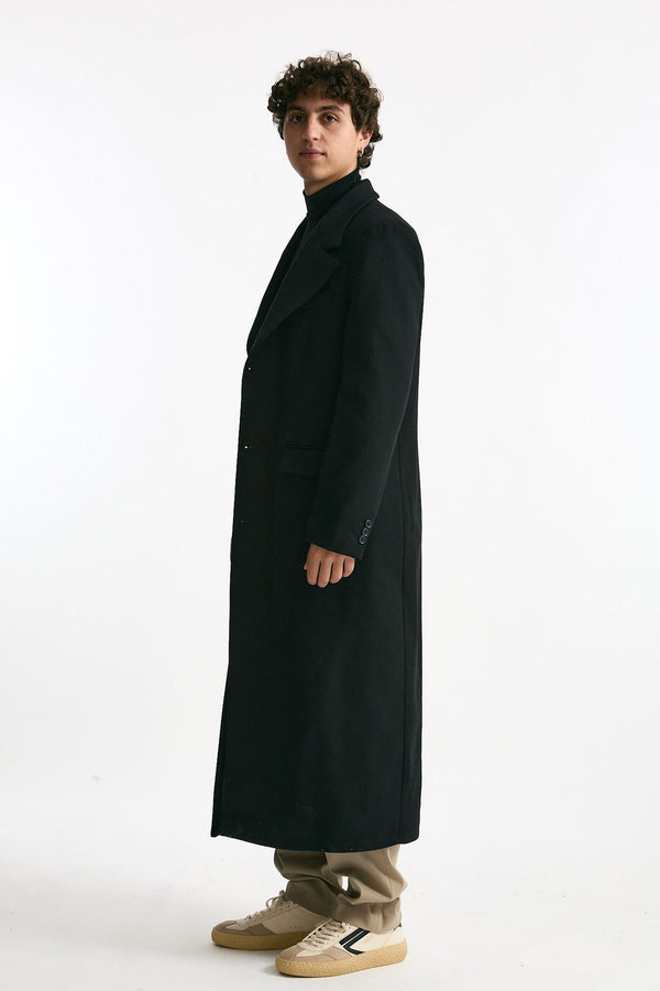 Cappotto monopetto nero misto lana men Marsēm