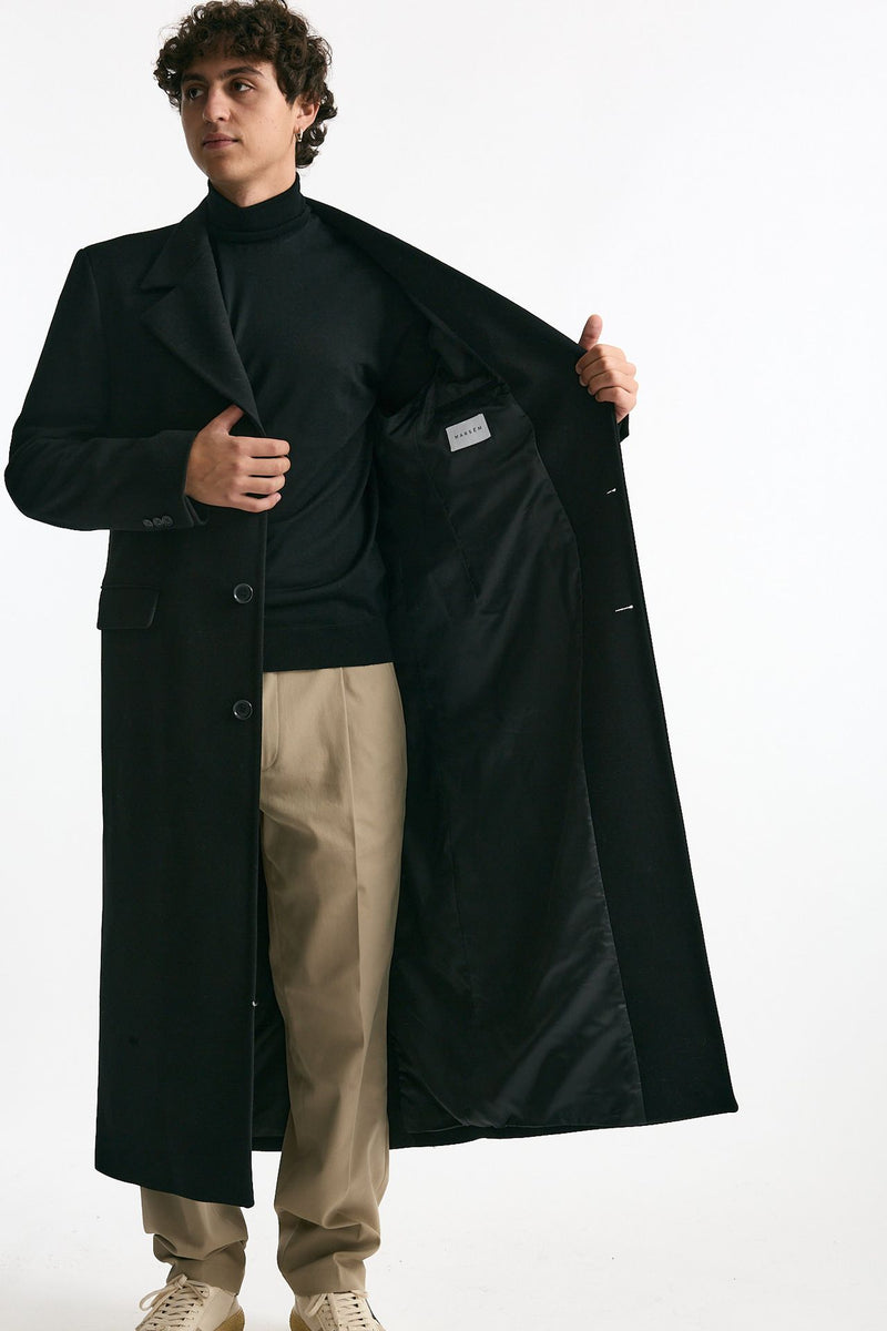Cappotto monopetto nero misto lana men Marsēm - 6