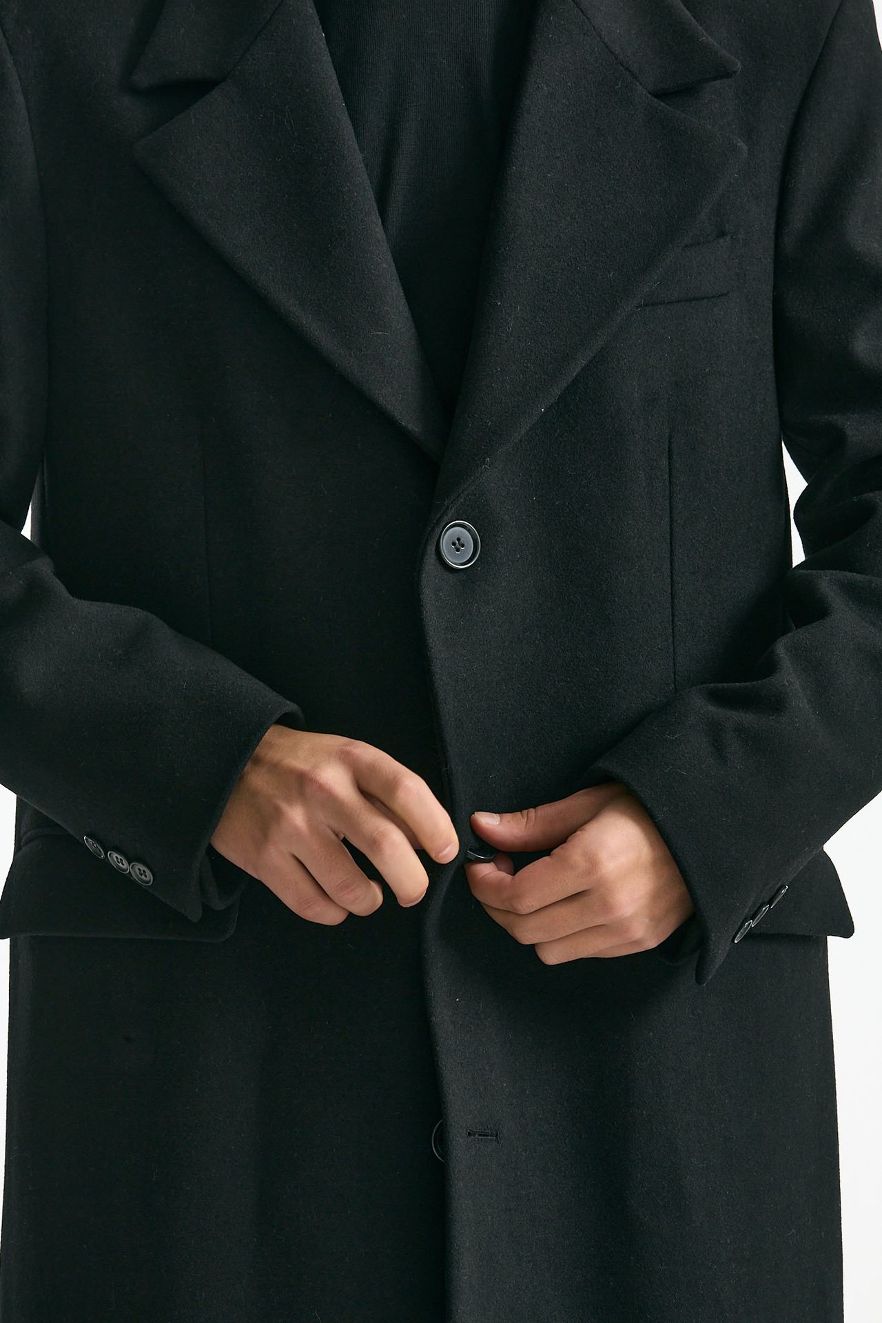 Cappotto monopetto nero misto lana men Marsēm - 7