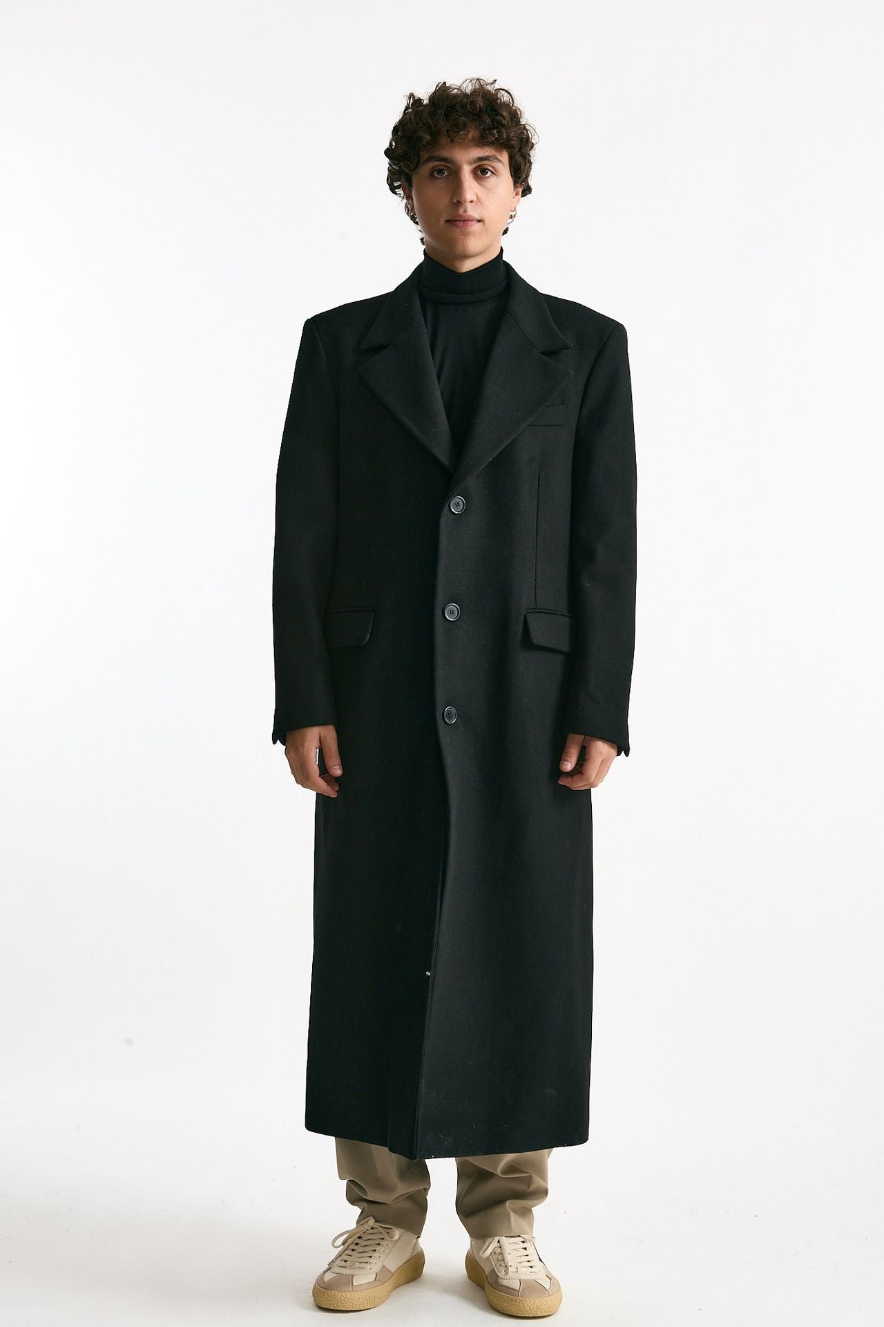 Cappotto monopetto nero misto lana men Marsēm - 8