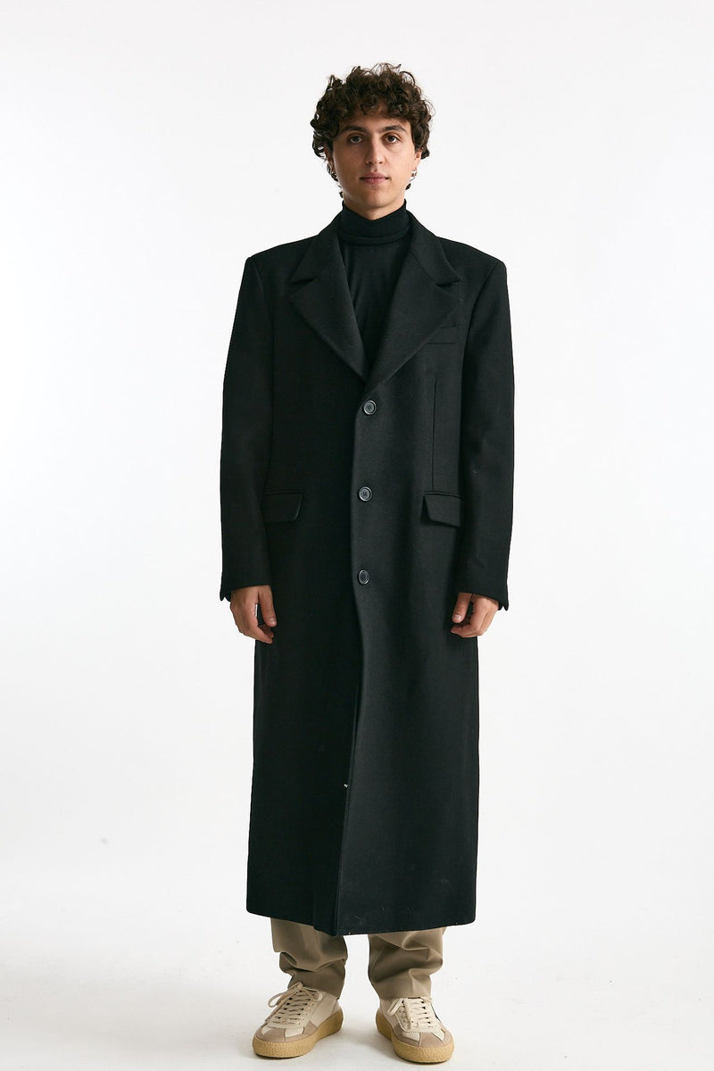 Cappotto monopetto nero misto lana men Marsēm - 8