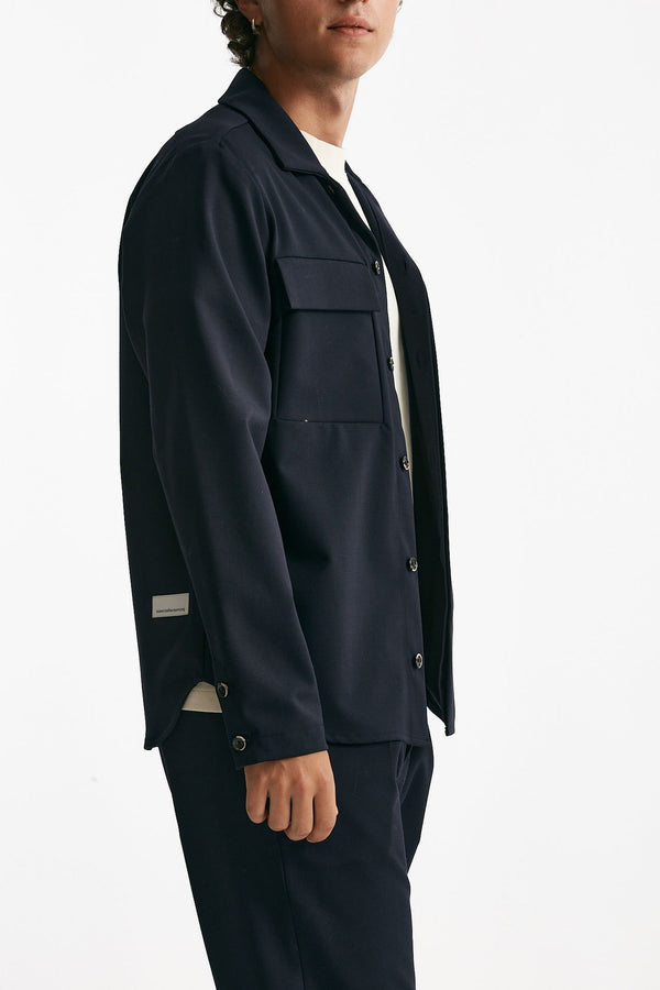 Overshirt lana e poliestere stretch blu men Nine in the morning