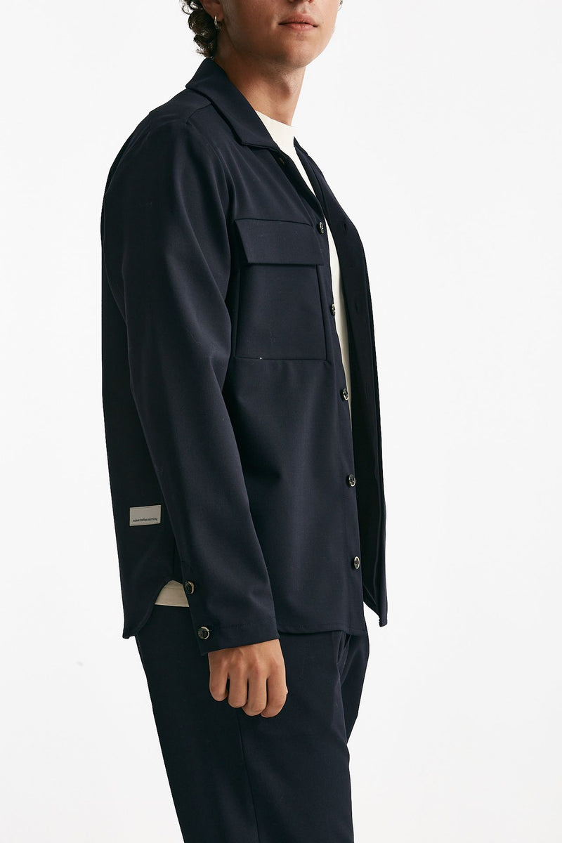 Overshirt lana e poliestere stretch blu men Nine in the morning - 2