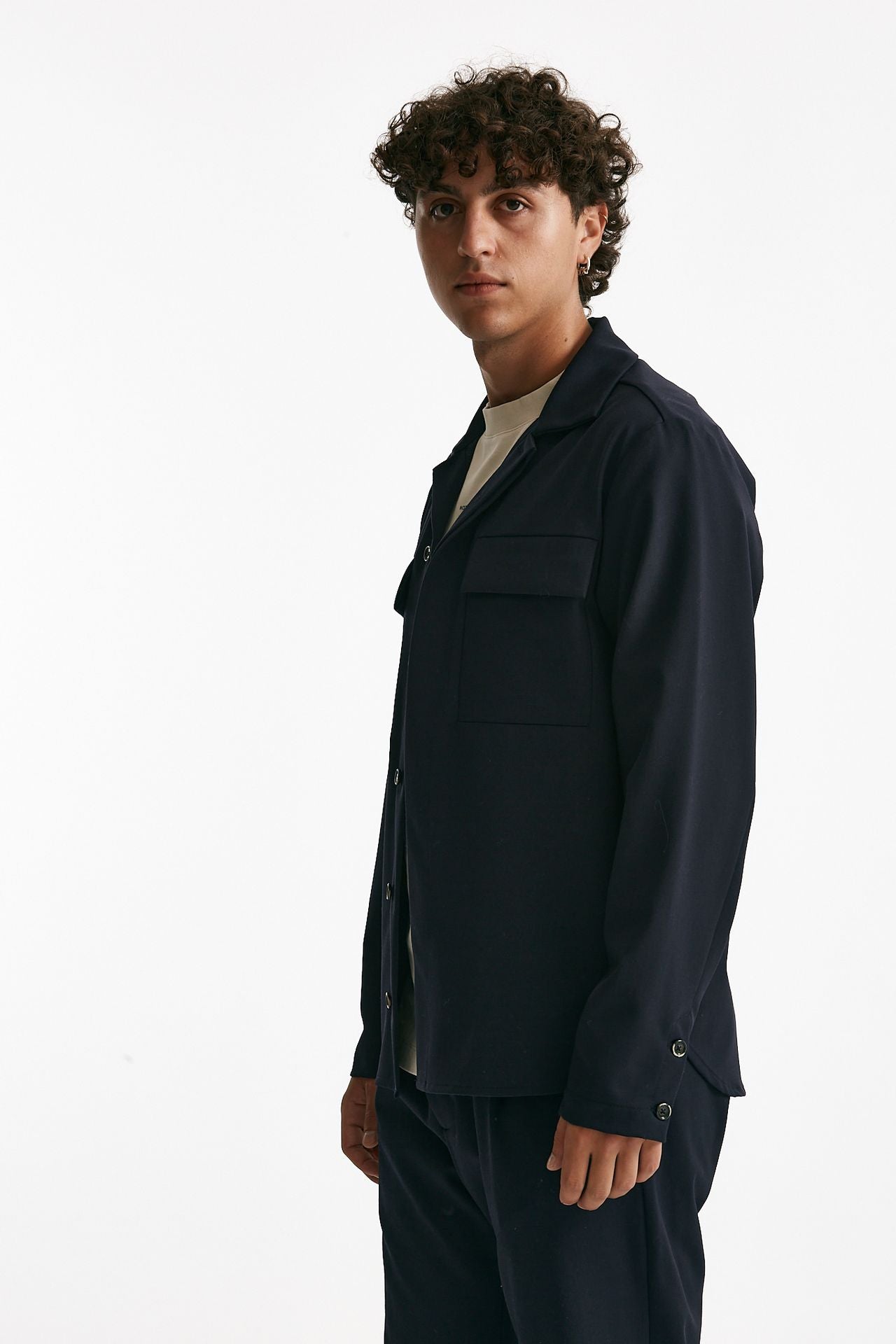 Overshirt lana e poliestere stretch blu men Nine in the morning - 5