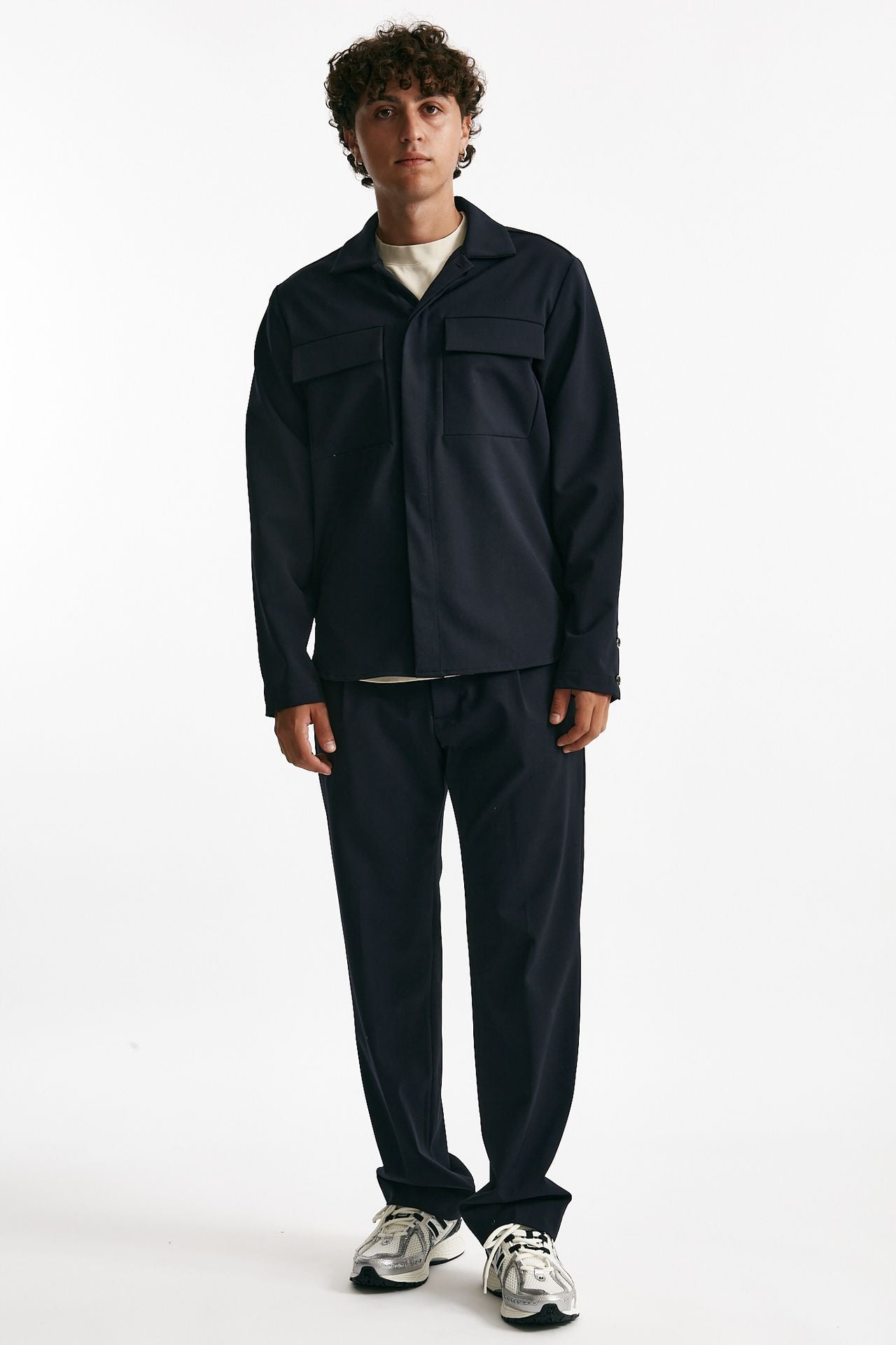 Overshirt lana e poliestere stretch blu men Nine in the morning - 8