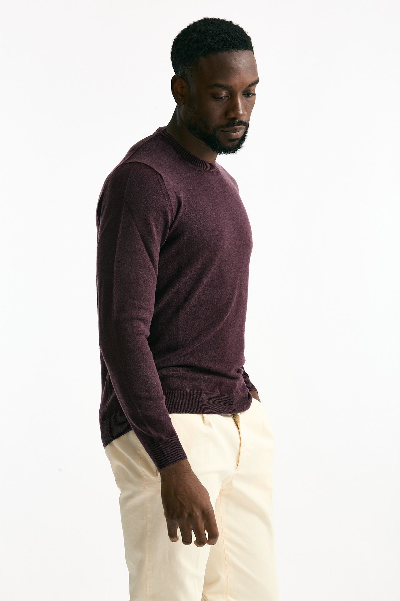 Maglia in lana e cashmere lavata bordeaux men Mauro ottaviani - 4
