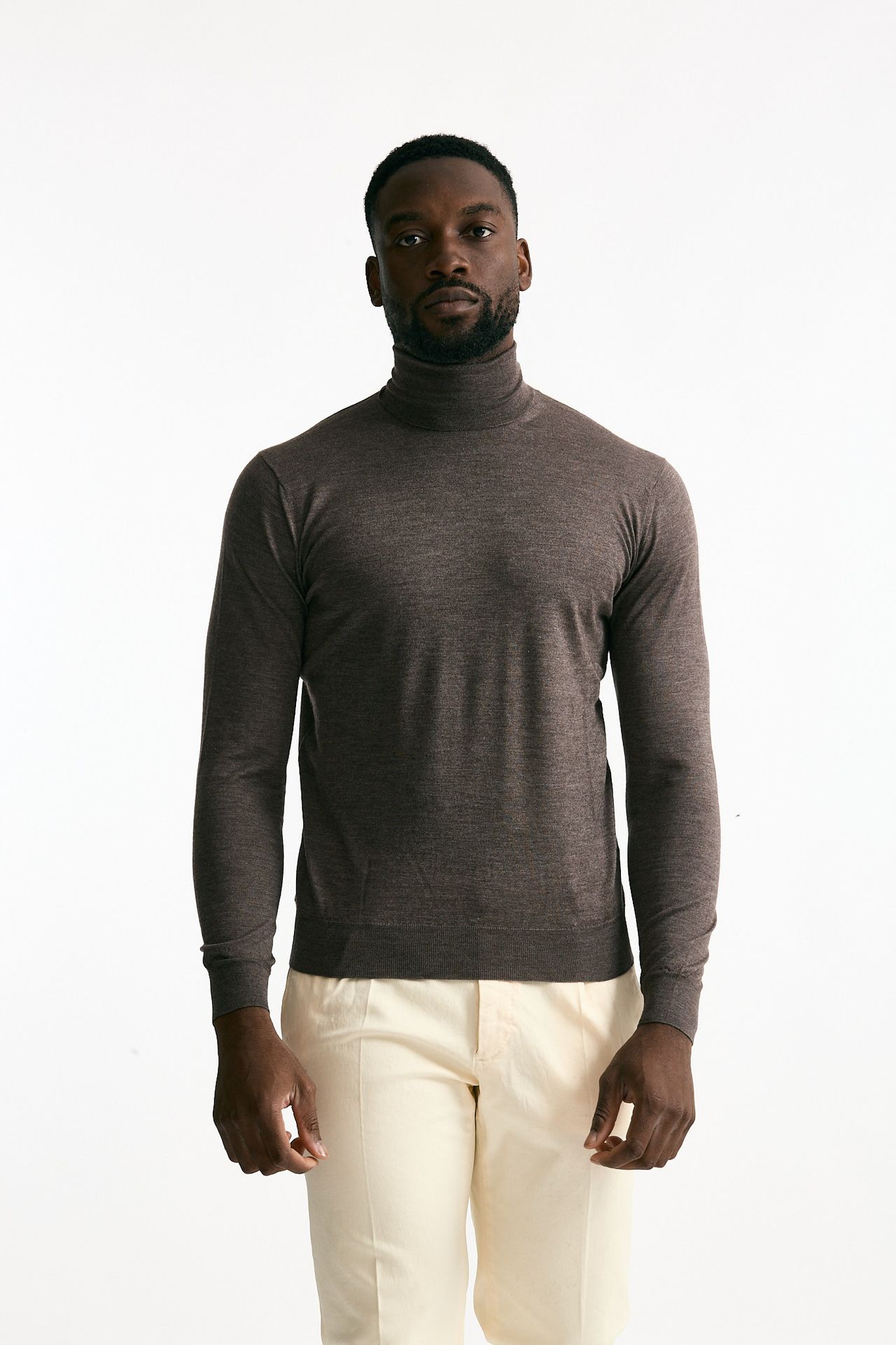 Dolcevita in cashmere e seta tortora men Mauro ottaviani - 1