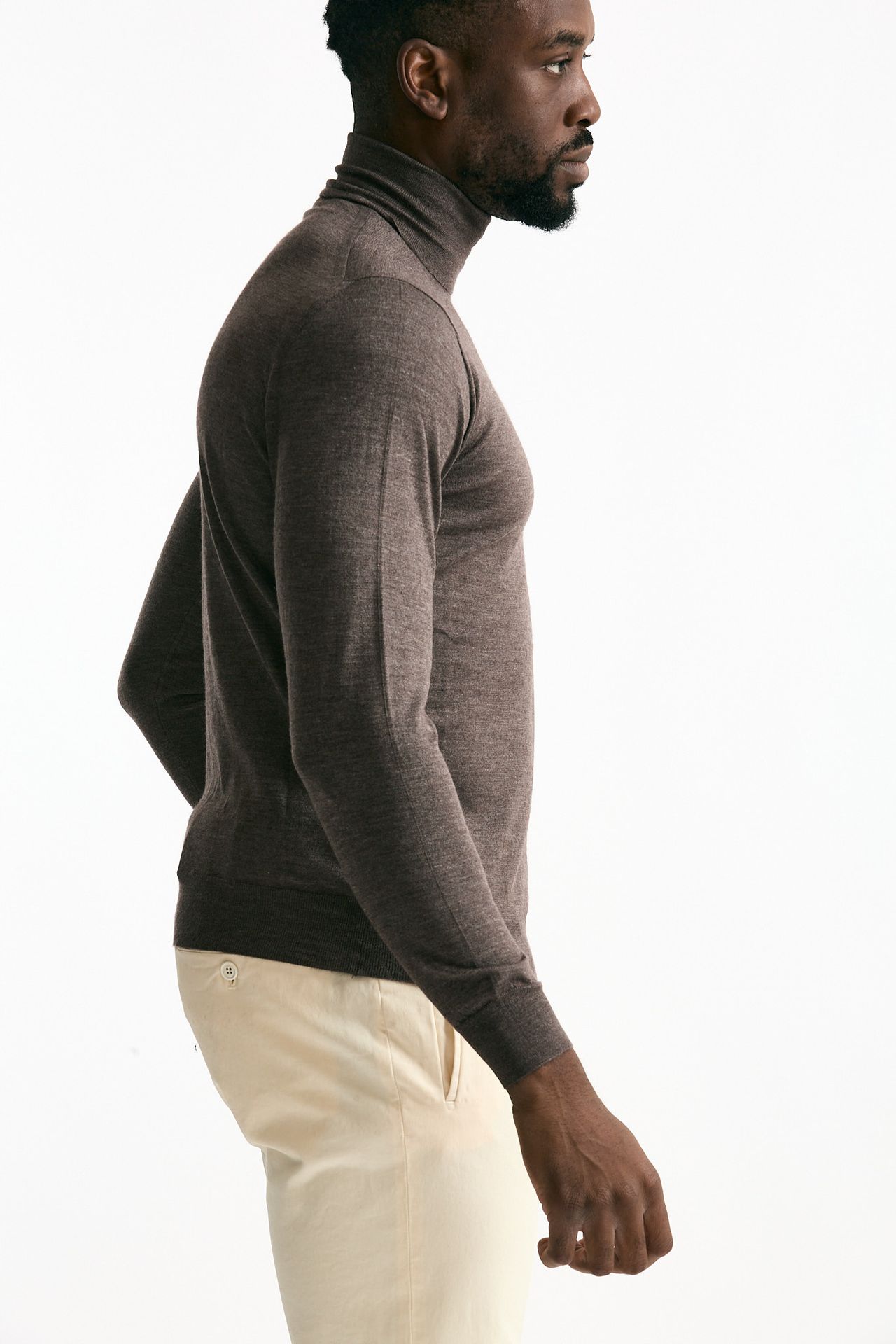 Dolcevita in cashmere e seta tortora men Mauro ottaviani - 4