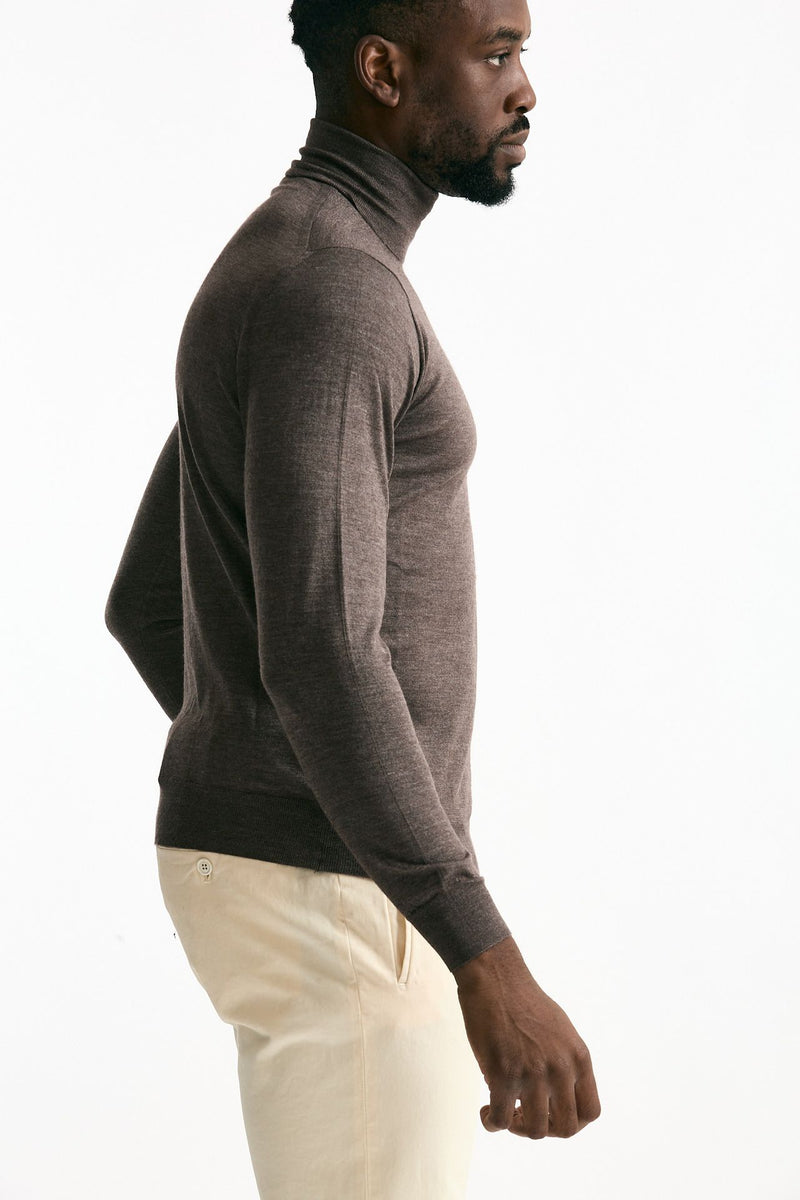 Dolcevita in cashmere e seta tortora men Mauro ottaviani - 4