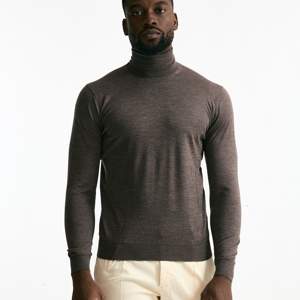 Dolcevita in cashmere e seta tortora men Mauro ottaviani - 6
