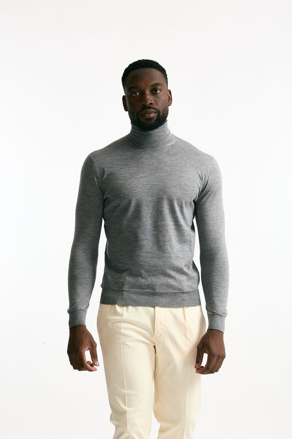 Dolcevita in cashmere e seta grigio men Mauro ottaviani