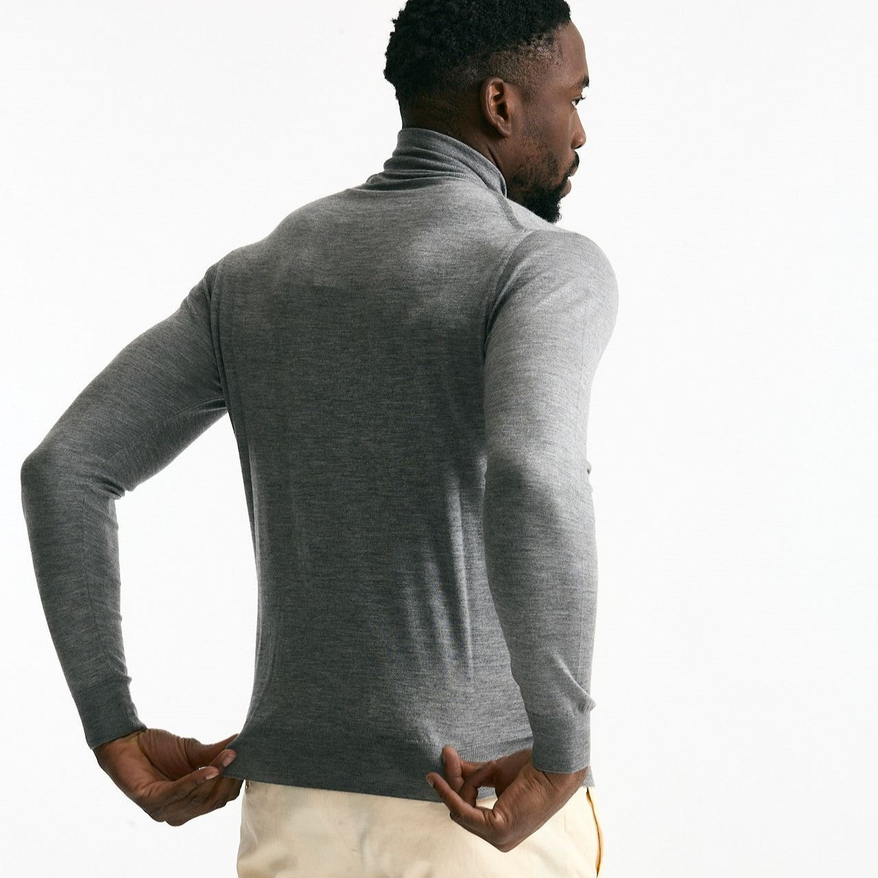 Dolcevita in cashmere e seta grigio men Mauro ottaviani - 6