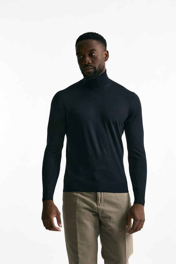 Dolcevita in cashmere e seta blu men Mauro ottaviani