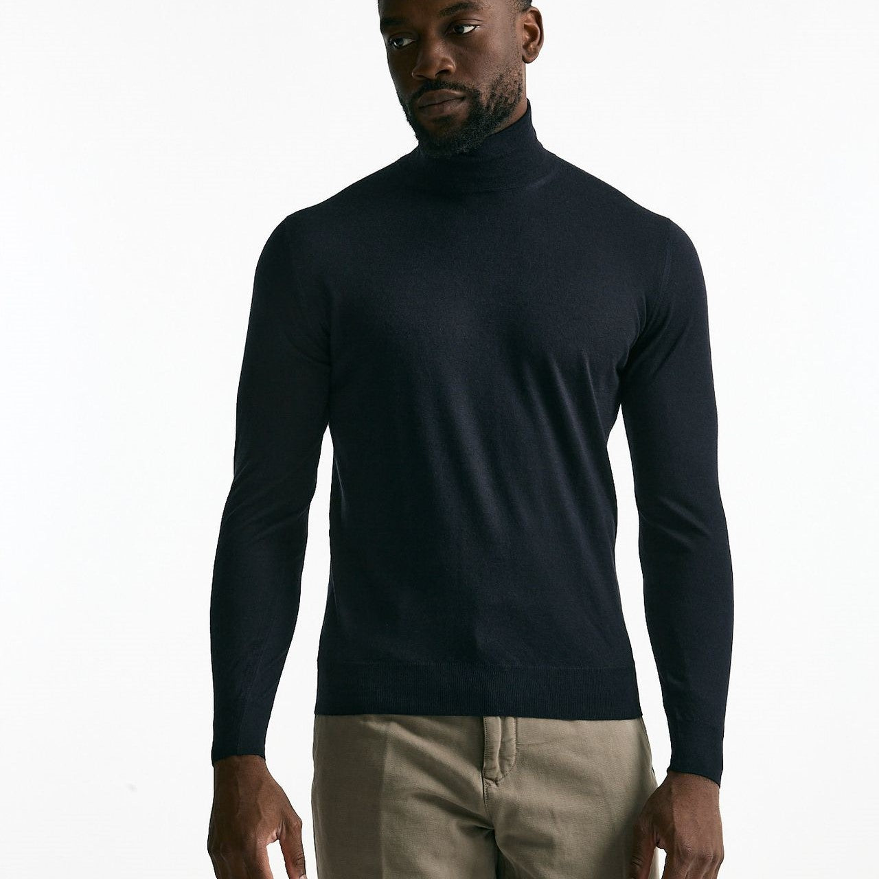 Dolcevita in cashmere e seta blu men Mauro ottaviani - 6