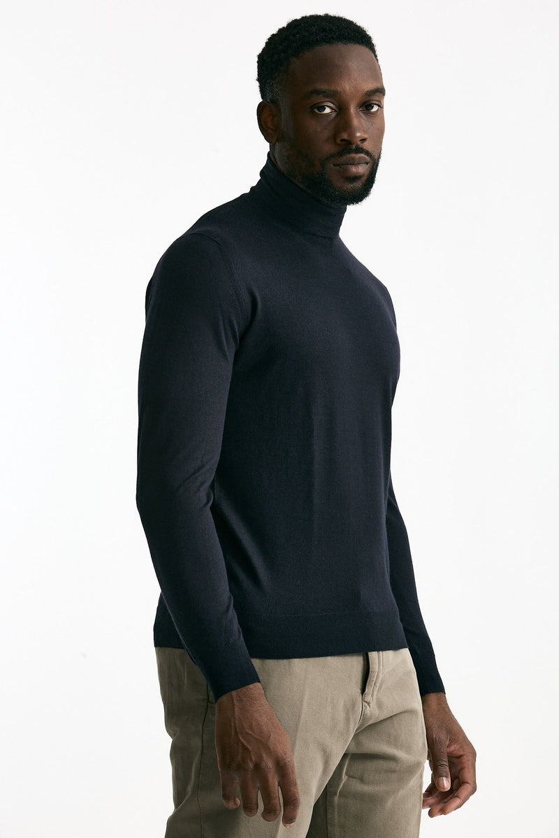 Dolcevita in cashmere e seta blu men Mauro ottaviani - 4