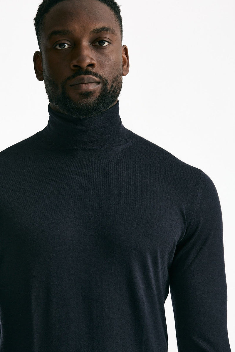 Dolcevita in cashmere e seta blu men Mauro ottaviani - 5