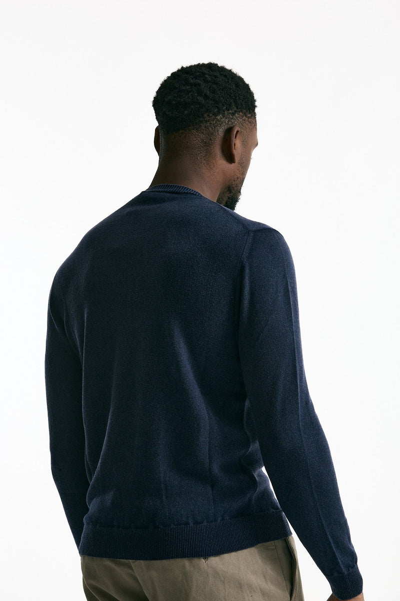 Maglia in lana e cashmere lavata blu men Mauro ottaviani - 4