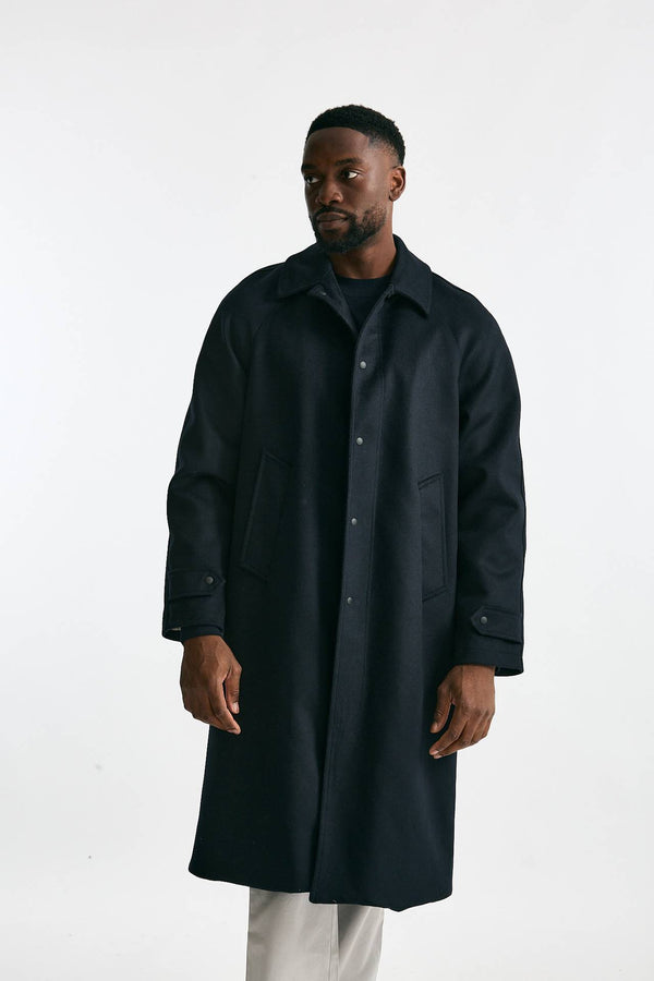 Cappotto monopetto in lana blu men Paltò