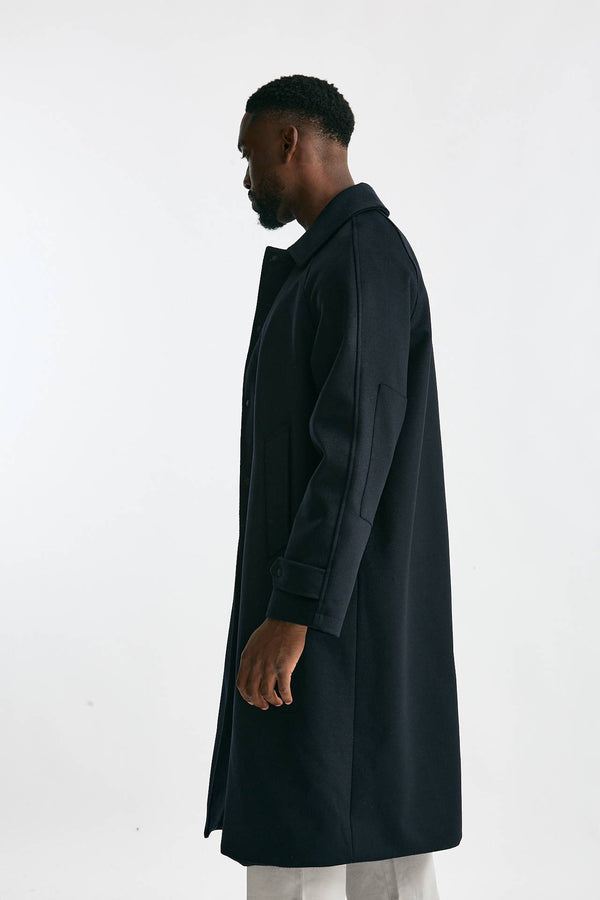 Cappotto monopetto in lana blu men Paltò