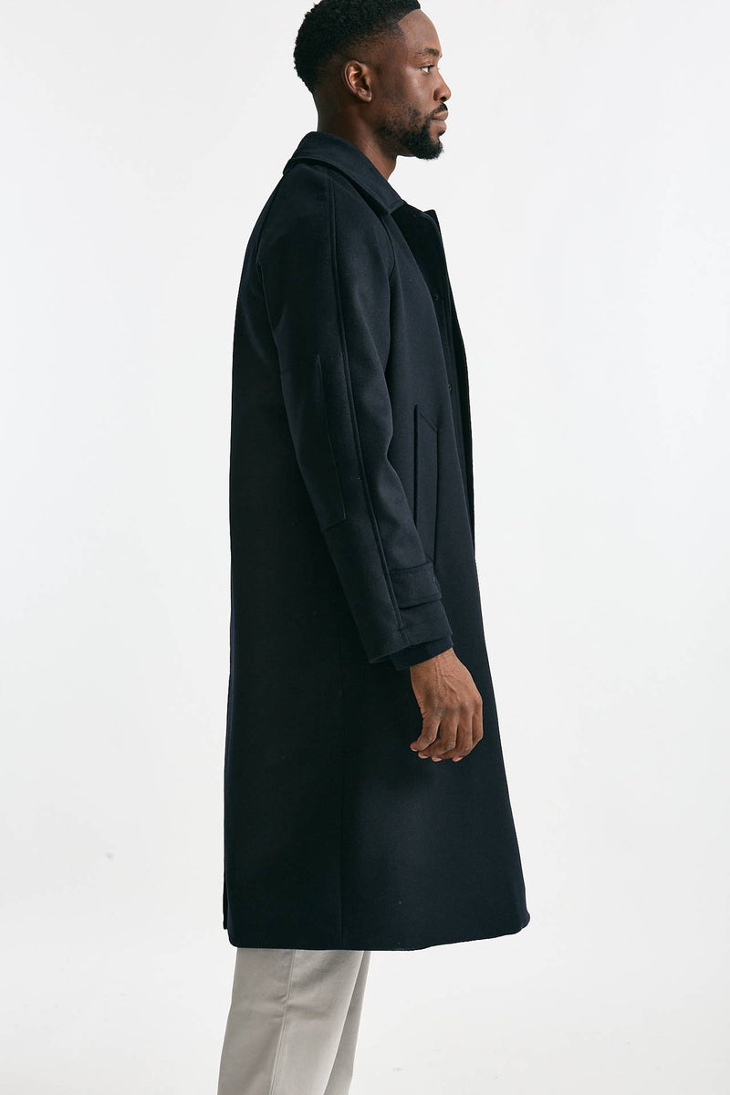 Cappotto monopetto in lana blu men Paltò - 4