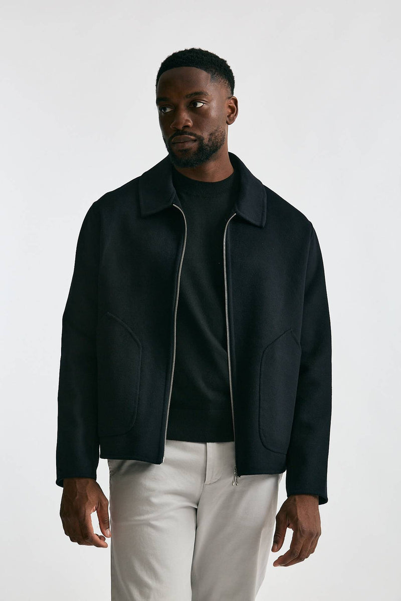 Giubbino lana nylon blu/black men Paltò - 3